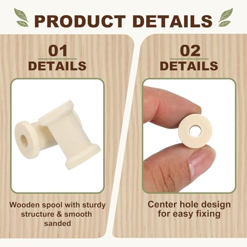 MECCANIXITY 36 Pcs 0.6"x1" Small Empty Thread Spools, Natural Color Unfinished Wooden Spools Wire Weaving Bobbins, Wire Weaving Bobbins for Embroidery DIY Sewing Machines Cord Jewelry Chain - color: Natural Color, size: 0.6"x1"