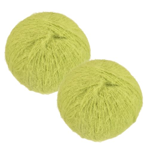 PATIKIL Wool Acrylic Blend Long Pile Yarn 2 Skeins Mohair Yarn Lace Weight for Crocheting Knitting Gloves Hats Socks Scarves, Green - color: Green