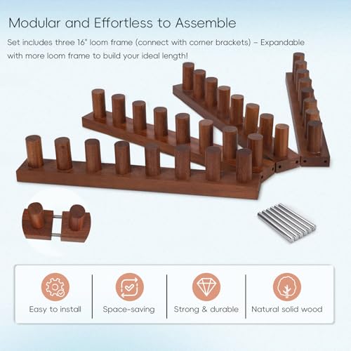 LITURTOO 63" Chunky Yarn Blanket Loom - Loom for DIY Throw Blankets, Adjustable Size Hand Knitting Yarn Chunky - size: 63" - Dark Wood Color