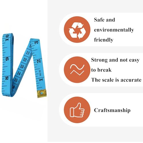 2pcs Soft Tape Measure Double Scale Measuring Tape Body Sewing Flexible Tailor Craft Vinyl Ruler for Weight Loss Medical Body Measurement, Has Centimetre Scale on Reverse Side 60-inch Blue - color: 2pcs Blue -60 inch