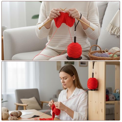 Molain Wrist Yarn Holder, Yarn Ball Minder Stand with Crossbody Strap | Portable, Wooden Twizzling Yarn Organizer, Crochet Accessories for Crocheting, Knitting Supplies Gift for Crafters