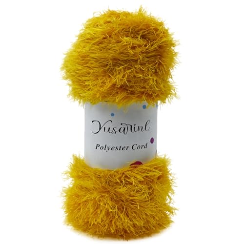 (23 Colors Available) Yusarinl Eyelash Yarn Fluffy Yarn 100% Polyester 3,35oz 130 Yards, Fun Fur Yarn for a Border, toy's Hair or Beard-Turmeric - color: Turmeric, size: 1 Skein