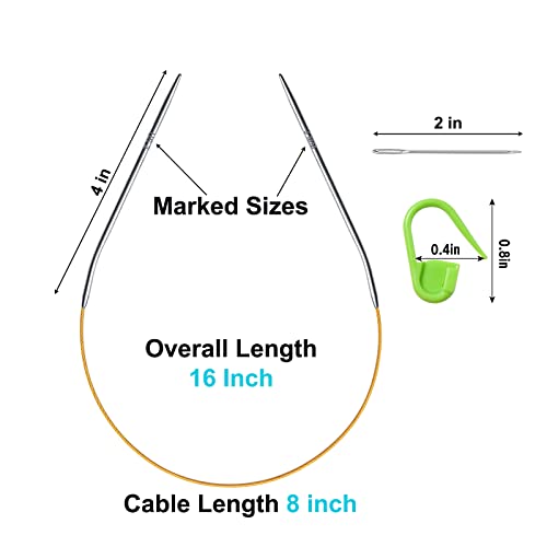 16 inch Stainless Steel Circular Knitting Needles US Size 2.5(3mm), Metal Round Knitting Needle with Magic Loop for Beginners, Fixed Circle Needles for Sock, Christmas Stockings, Hats, Booties - color: Size US 2.5 (3.0mm)