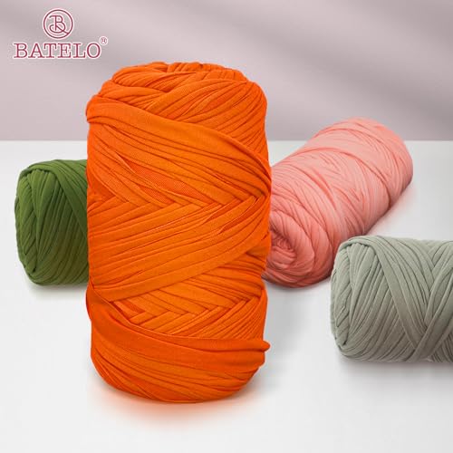 2 Pack T-Shirt Yarn for Beginner Crochet Bags/Basket/Coaster, 400g/144yds High Elastic Thick Polyester Fabric (Orange) - color: Orange