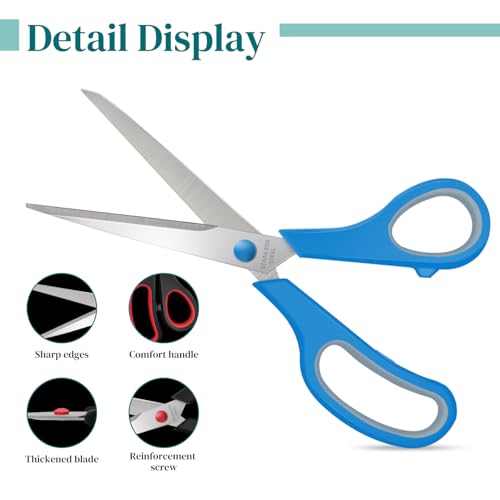 9 Packs 8" Sewing Craft Scissors Bulk,Multipurpose Heavy Duty Sharp Paper Scissors,All Purpose Stainless Steel Scissors for Home Office Student Teacher Supplies