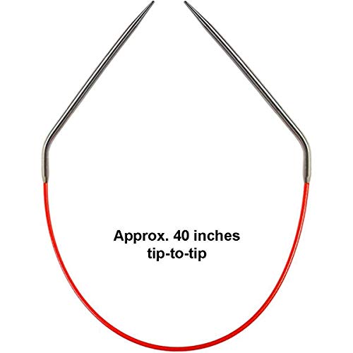 ChiaoGoo Knit Red 40-Inch, US 0 (2mm) Circular Knitting Needle | Surgical Stainless Steel, Semi-Sharp Tips, Memory-Free Steel Cable, Smooth Metal Joins, Easy-Glide, Stitch Holder - size: US 0 (2.0mm), 40 in. (100cm)