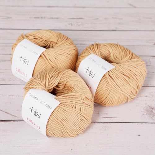 Fine Weight Knitted and Crocheted Cotton Yarn, 100% Long Staple Cotton Yarn, Baby Sports, 2 Packages of 100g/3.52oz (Per Skein 50g/162yards)-Ginger Yellow - color: PM11-Ginger Yellow