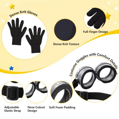ZIW Yellow Cartoon Character Costume Set Adult Women Funny Halloween Outfit | Easy Halloween Costumes with Beanie Goggles Gloves Banana Keychain Animated Dress Up Cosplay Kit - color: Yellow-2pcs