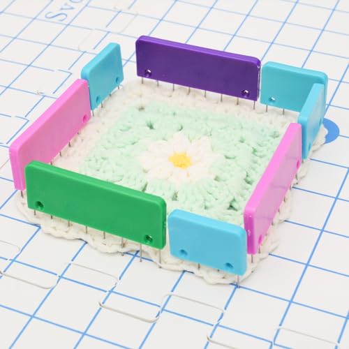 Crochet Blocking Pin Kit, with 20 Knit Blocking Combs &100 T-Pins and Tin Case, Rainbow Knitting Block Pins for Blocking Mats, Multicolor, White - size: Multicolor, 1 Pack