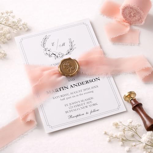 DORIS HOME Handmade Frayed Fringe Chiffon Ribbon 1" x 21Yd Blush Pink | Fabric Ribbon, For Flower Bouquet/Gift Wrapping/Wedding Invitations/Party Decorations - color: Blush Pink