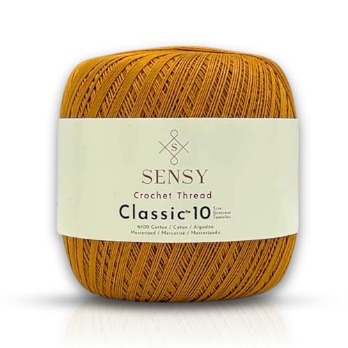 S Sensy Classic Size 10-Mercerized Giza Cotton #0 Lace Yarn Mustard 618yds - color: Mustard, size: 1 Skein