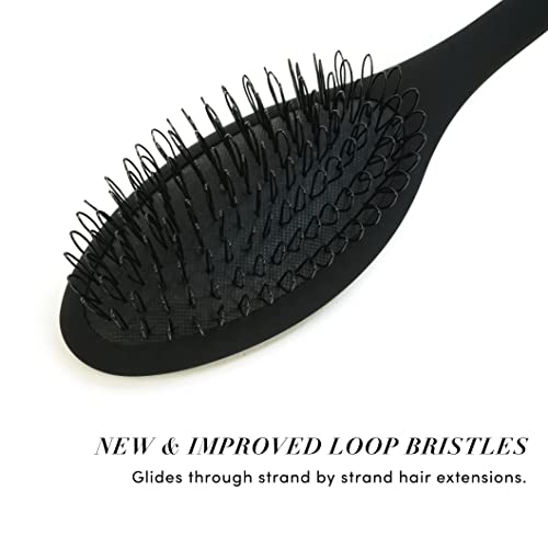 The Hair Shop Black Loop Brush - Salon Professional Grade with Matted Black and Ergonomic Design - Safe Detangler Tool for 100% Remy Human and Synthetic Hair Extensions and Wigs - color: Black