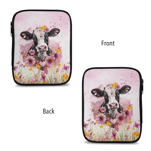 Cow Crochet Hook Case Lightweight Flower Crochet Organizers and Storage Soft for Travel Outdoors Home Easy to Carry - color: Cow Flower