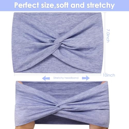 HAUHC Extra Wide Headbands for Women, 7'' Large Cotton Like Turban Knotted Bandana Head Bands for Women Non Slip, Boho Headbands for Women's Hair (6Pcs Bright Colors, Extra Large 7" Wide) - color: 6Pcs Bright Colors
