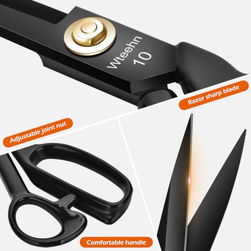 Fabric Scissors Professional, 10" Heavy Duty Sewing Scissor for Fabric Cutting, Tailor Sharp Sewing Shears for Cutting Leather craft Home Office Students Artists Dressmakers - size: 10 inch