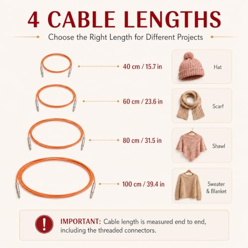 Aeelike 13 Pair Interchangeable Circular Knitting Needles Set 3-10 mm, Red | Aluminum Interchangeable Knitting Needles with 4 Cables, Smooth Complete Needles Set for Socks Blankets Sweaters, Ideal Gift - color: Shinny Red