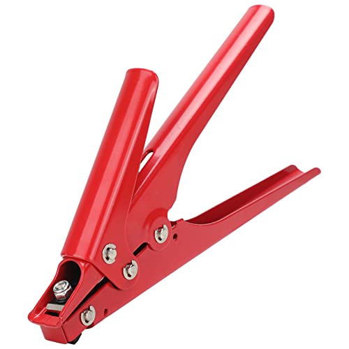 Portable Nylon Cable Tie Gun Adjustable Tension Plastic Zip Tie Fastening and Cutting Tool (Red) - color: Red