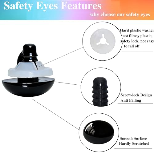 BESTCYC 200pcs 10 * 14mm Black Safety Noses and Washers for Amigurumi,Oval Craft Nose Stuffed Animal Nose for Crocheting Plush Animals Amigurumi Handmade Lovers Doll Makers DIY Making Supplie - size: 10*14mm