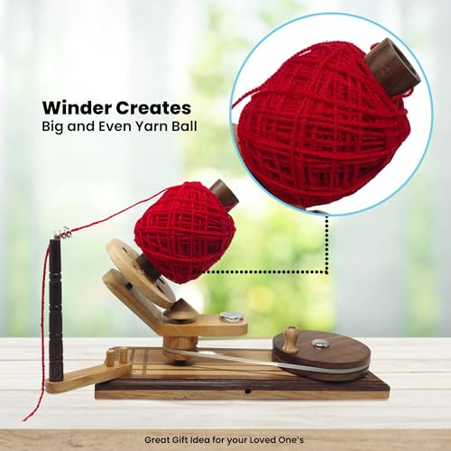 Hand Operated Yarn Ball Winder | Swift, Yarn, Wool, and String Holder| Knitting & Crochet Accessories Galaxy Indiacraft - color: Winder Brown Multi
