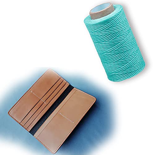284Yards Leather Sewing Waxed Thread, 0.8mm Waxed Thread for Bookbinding | Waxed Thread for Bookbinding, Upholstery Thread Heavy Duty, Wax String for Leather Craft DIY/Bookbinding/Shoe Repairing - color: Aquamarine