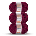 3 Pack of Burgundy Chunky Chenille Yarn for Crocheting, Soft Baby Blanket Yarn, Chunky Knit Blanket Crochet Yarn, #7 Super Bulky, 10.6oz/164 yds Fluffy Velvet Amigurumi Yarn - color: 3 Burgundy