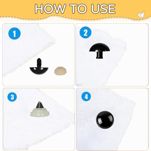 Zhbrchz 180pcs 16-22mm Black Plastic Safety Eyes with Washers | Crafts Safety Eyes for Amigurumi Crochet Bears Stuffed Animals Doll Making