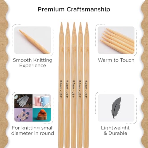 Knitter’s Pride Bamboo Luxe Double-Point Needle 8""(20cm) - US 11(8mm) - size: 8.00mm