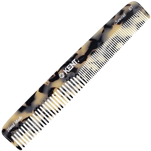 Kent 6T TW Fine Tooth and Wide Tooth Hair Comb, Handmade Styling Comb for Hair Care, Barber Combs, Beard Combs For Men, Styling Grooming for Men, Women and Kids - color: White Tokyo, size: 1 Pack