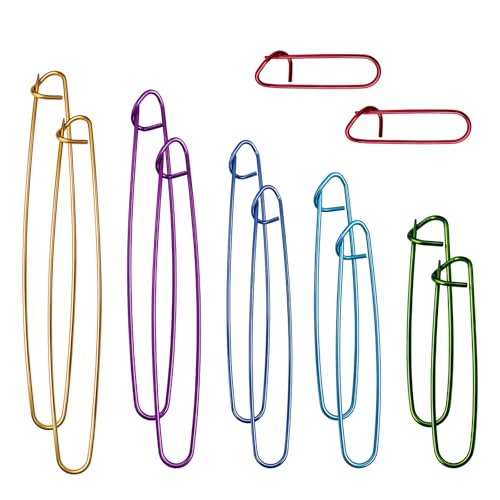 12pcs Knitting Stitch Holders Set, Aluminum Yarn Stitch Holder Needles, Colorful Safety Pin Style Cable Stitch Holders for Knitting, Crochet, Sweaters, Socks, Yarn Sewing DIY Craft Tools