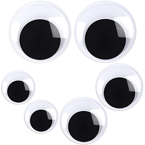 6 Pieces Googly Google Eyes Self Adhesive Googlie Craft Wiggle Eyes (2 Inches 3 Inches 4 Inches) | Sticky Self Adhesive Backing, Holiday DIY Craft Decor, Making Big Giant Wiggle Toys, Six Multi Size Two Three Four Inches - size: 2 Inches, 3 Inches, 4 Inch