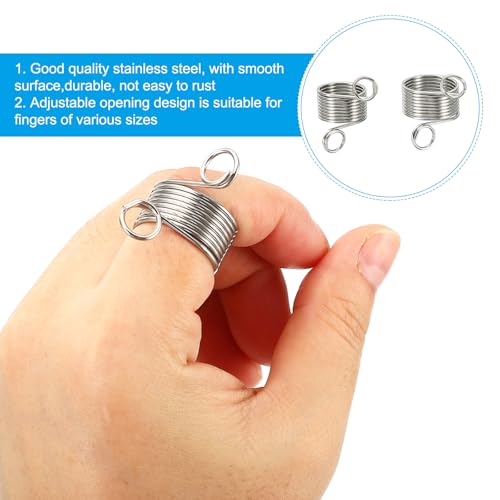 Knitting Crochet Loop Ring for Fingers, 2 Set Adjustable Metal Yarn Tension Ring Open Crochet Holder for Faster Knitting Craft DIY, Silver