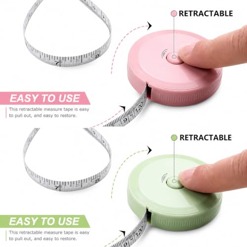 Soft Tape Measure Retractable Body Sewing Tailor Measuring Tape Pink | Retractable Soft Tape Measure With Dual Scale, Green Color, Suitable For Body, Sewing, Tailoring And Craft Measurements - color: pink