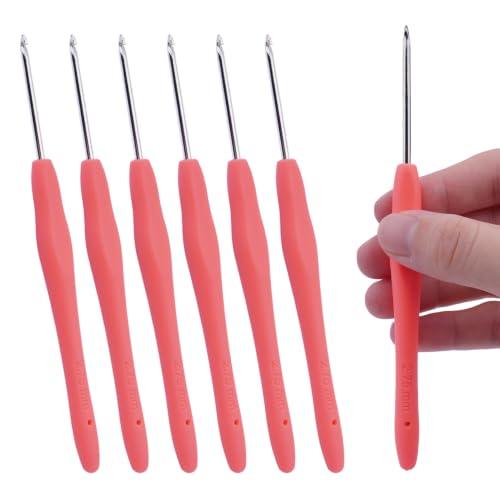 Hobekoee 6pcs Small Size Crochet Hooks,2.75mm Micro Crochet Needles | Steel Lace Crochet Hooks,Ergonomic Crochet Hook Grip for Arthritis And Beginners,Mini Size - size: 2.75mm