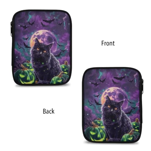 Vanideaoty Black Cat Crochet Hook Case Halloween Crochet Hook Organizer | Portable, without Accessories, Knitting Needle Case for Knitting Supplies Halloween Decoration - color: Black Cat Moon