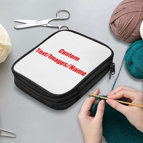 Hechitok Custom Hook Case, Organizer Zipper Bag with Web Pockets for Various Crochet Needles and Knitting Accessories Easy to Carry - color: Custom