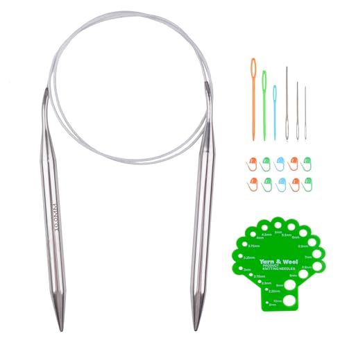 Hobekoee Circular Knitting Needle 40 inch (100cm),Size US 15 (10.0mm) Stainless Steel Round Knitting Needles for Smoothly Knit Blanket,Sweater,Coaster,Socks - size: US 15(10mm)