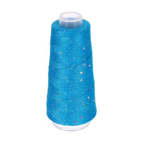 uxcell Cotton Silk Yarn Mercerized Cotton Silk Blend Sparkly Yarn with Sequins, 6-Ply Metallic Knitting and Crochet Thread for Hand Knitting Crocheting DIY Craft, 50g (Lake Blue) - color: Lake Blue