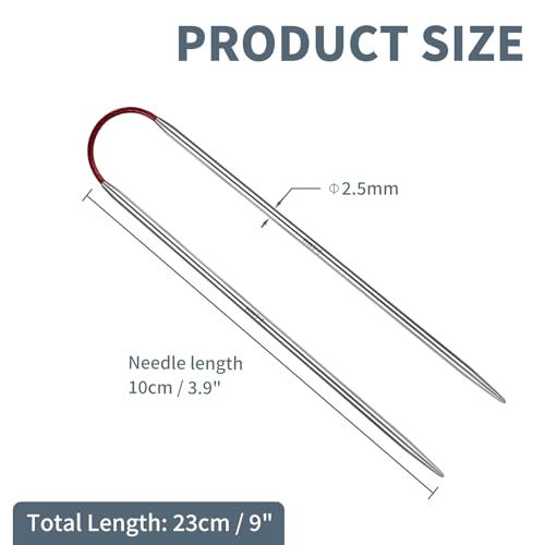 US1.5/2.5mm9-inchFlexibleCircular Double-Pointed KnittingNeedles,3-PieceSet | Perfect for knitting socks, stuffed animals, fingerless gloves, coasters, and other small, delicate knitting projects - size: 2.5MM