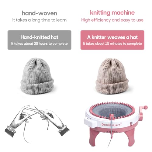 Knitting Machine 48 Needles,Smart Loom Knitting Machine with Row Counter | Knitting Board Rotating Double Knit Loom Machine for 𝐀𝐝𝐮𝐥𝐭𝐬 Gift,DIY Knit Scarf Hat Sock(with Wool) - size: 48BNeedles