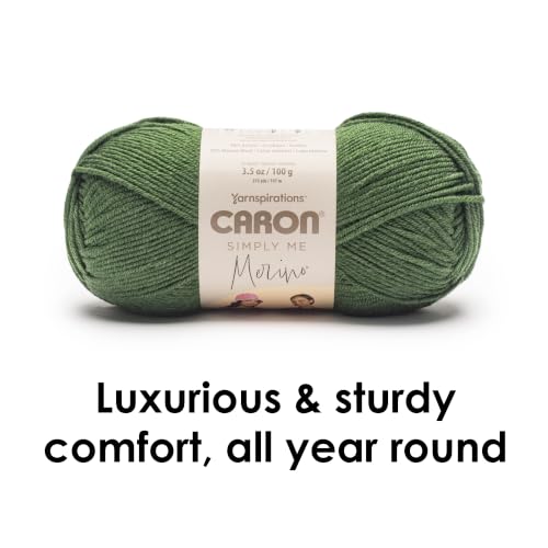 Caron Simply Me Merino Soft Yarn for Crocheting, Basil Heather, 3-Pack | #3 Light DK Yarn, 50% Merino Wool & 50% Acrylic, Soft Yarn for Crocheting, Knitting & DIY Crafts, 215yd, 100g/3.5oz per skein - color: Basil Heather