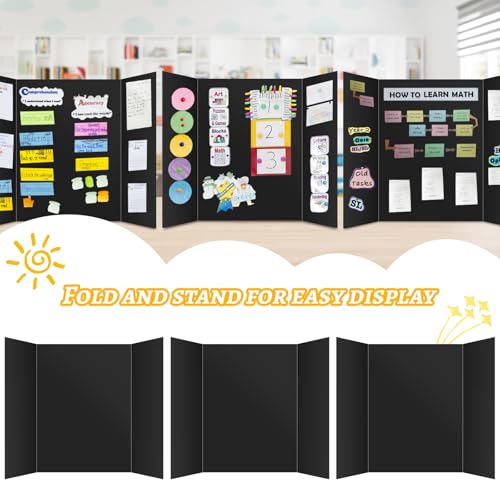 20 Pack Trifold Poster Board (26" x 17"), Black Poster Board for Science Fairs, School Projects, Graduation Party, Event Displays, and Business Presentations - color: Black