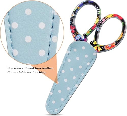 3.6 inch Sharp Embroidery Scissors for Sewing with Premium Leather Sheath | Classic-Hisuper Cross Stitch Scissors Vintage Decorative Shears Needlework Crochet Accessories Craft DIY Tool-Black Floral - color: Black Flower