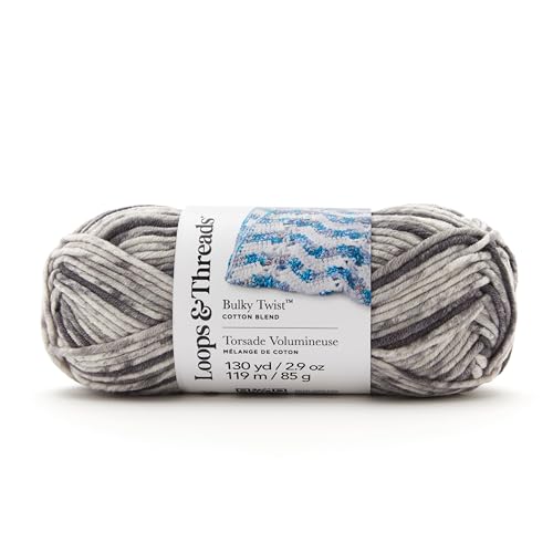 Loops & Threads Cement Bulky Twist Multi Yarn – Bulky Weight Yarn for Knitting, Crochet, Weaving, Arts & Crafts, 15 Pack - color: Cement