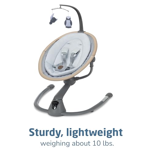 Maxi-Cosi Cassia Smart Baby Swing for Infants, Portable, Foldable Infant Swing with Music, 360 Rotation, 5 Speeds, 12 Melodies, EcoCare Fabric, Auto Motion Sensor, 2 Reclines, Classic Slate - color: Classic Slate