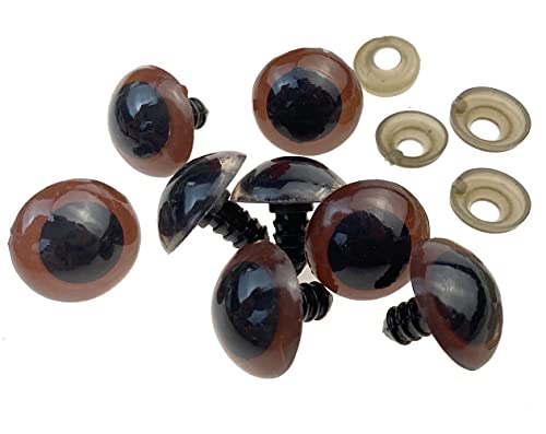 100PCS Brown Plastic Safety Screw Eyes with Washer Craft Making Accessories (Diameter 22mm) - size: Diameter 22mm