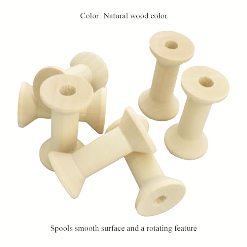 HAHIYO 1.6Inch/4cm 7PCs Natural Wood Unfinished Wooden Empty Thread Spool Smooth Wire Weaving Bobbin Textile Bobbin Rotatable Spool for Crafts DIY Art Education - color: Wood Color, size: 1.6Inch-7P
