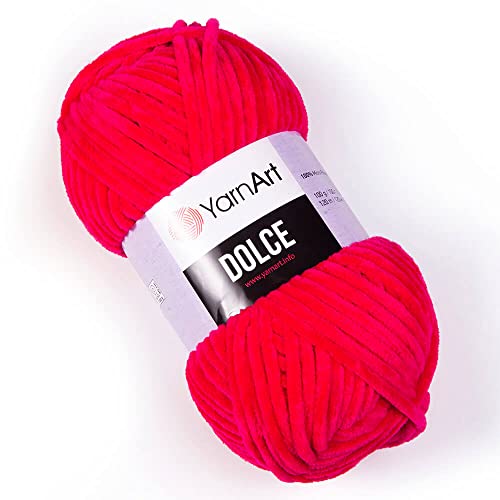 Yarn Art Dolce Yarn 100% MicroPolyester Velvet Blanket Amigurumi Super Bulky :6 Baby Chenille Yarn (1 Skein, 759-FUSIA) - color: 759-FUSIA
