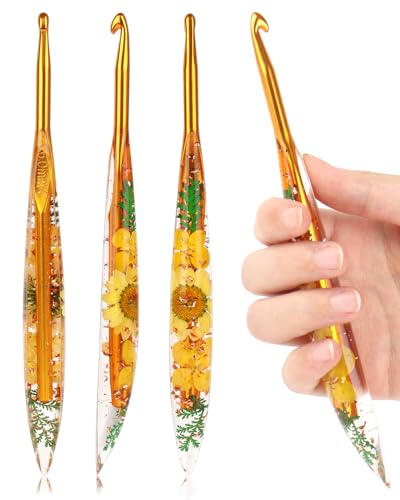 Coopay Crochet Hooks, 6mm Ergonomic Crochet Hook with Floral Plastic Grips | Long Crochet Needles for Crocheting,Stylish and Unique, Ideal for Crocheting Blankets, Dolls, Shawls, Hats, Scarves (J-6.0mm) - size: J-6.0mm