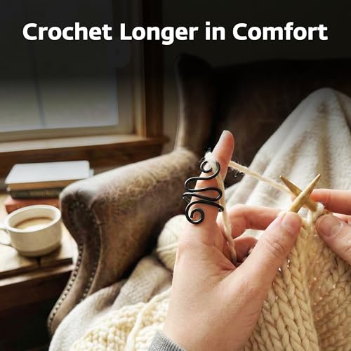 Crochet Tension Ring, Adjustable Crochet Ring for Finger, Works to Loop Yarn, Crochet Accessories, Crochet Supplies, Crochet Hooks, Gift, Resizeable, 1 Count (Black) - color: Black
