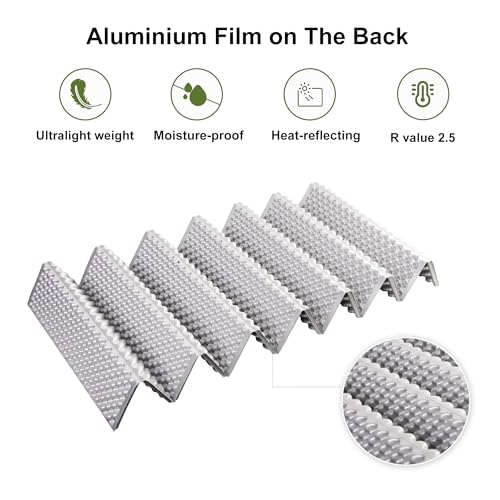 YIKI Thick Foam Sleeping Pad for Camping, Backpacking Sleeping Pad | 0.9" Thick Closed Cell Foam, Ultralight Waterproof Foldable Camping Mat, Heat Reflective Tent Pad for Hiking, Travel, Outdoor - color: Gray